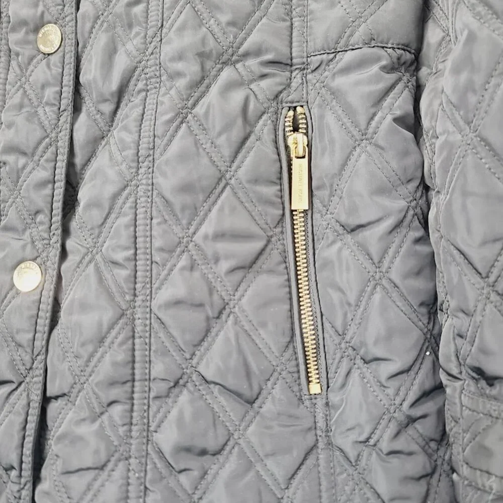 Michael Kors Women's‎ Black Quilted Long Sleeve Sherpa Puffer Jacket Size M